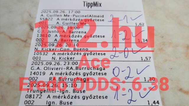 Ezen a képen Tippmix tippekkel ellátott papír szerepel, amely sportfogadási esélyeket mutat. Ha megbízható Tippmix tippeket keresel, hogy javítsd sportfogadási stratégiádat, ez a papír hasznos tippforrás lehet.