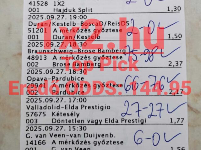 TOP PICK: 10/10 !  – Durrant a 145-ös eredő odds!