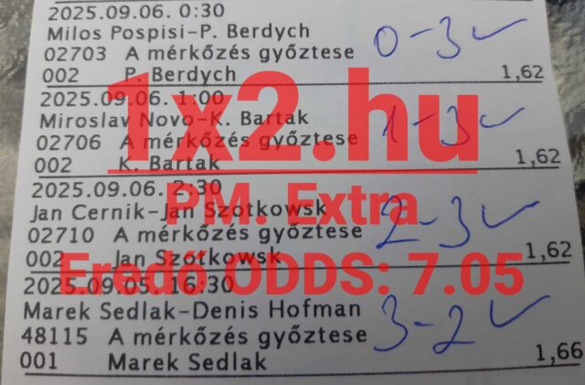 Ezen a képen Tippmix fogadószelvények láthatók, amelyeken sportfogadás eredmények szerepelnek. Ha megbízható Tippmix tippekre van szükséged, ezek a szelvények jó útmutatást adhatnak a sikeres sportfogadásokhoz.