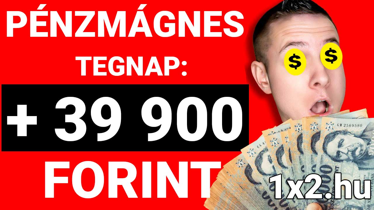 Ezen a képen valaki izgatottan tart egy köteg pénzt, amely szemlélteti a Tippmix tippek által nyerhető összeget. Az eredmény +39,900 forint és arra utal, hogy a megbízható sportfogadás tippekkel jelentős nyeremény érhető