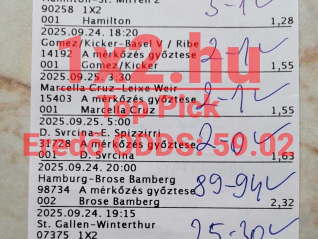 TOP PICK Jackpot: 8 nyertes tipp = 59.02-es odds!