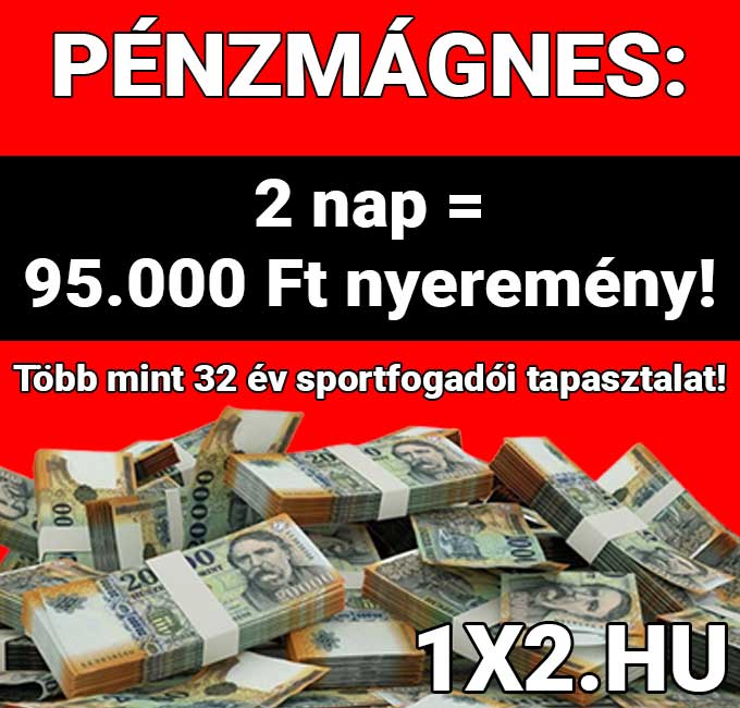 Pénzmágnesként működő Tippmix tippek! 2 nap alatt 95.000 Ft nyeremény a sportfogadás világában. Több mint 32 év tapasztalattal biztosítunk megbízható Tippmix tippeket, hogy növeld esélyeidet a sikerre.