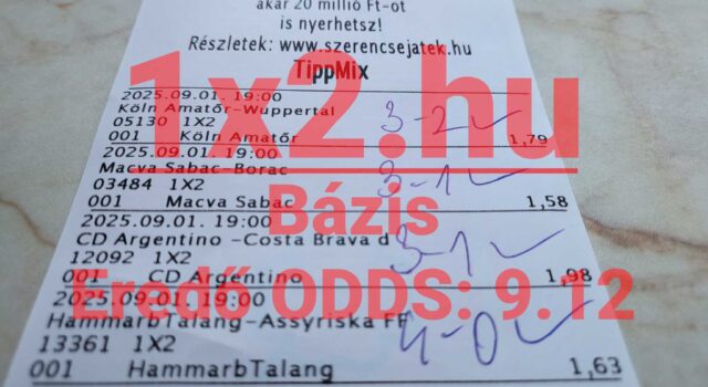 Tippmix szelvény képe, ahol a sportfogadás rajongók megbízható Tippmix tippeket kereshetnek. Érdemes megfontolni az itt javasolt sportfogadás tippeket a sikerért.