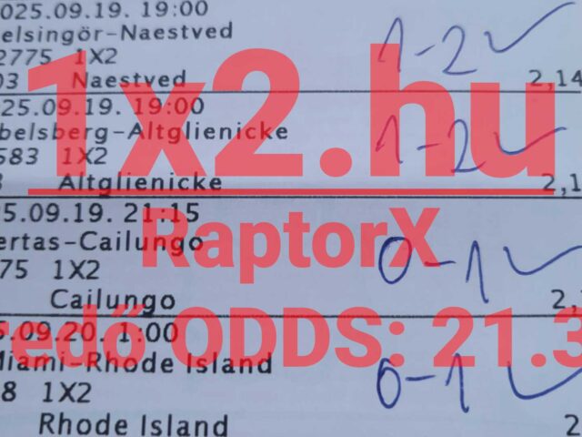 RAPTORX: 4 Tippmix tipp = 21.35-ös eredő!