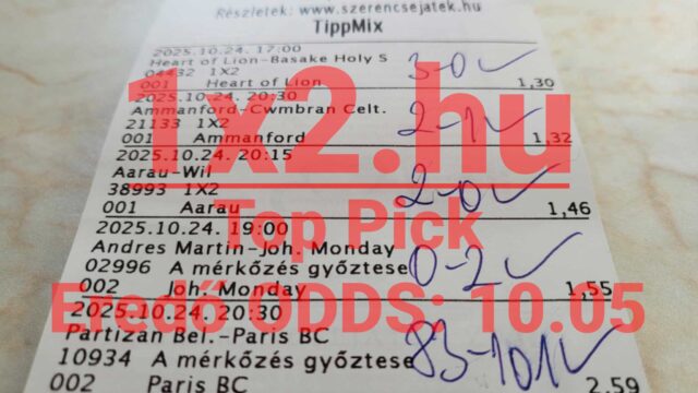 Kép egy Tippmix szelvényről, jelezve a sportfogadás izgalmát és kihívását. A megbízható Tippmix tippek révén növelhetjük nyerési esélyeinket. Fedezd fel a sportfogadás világát és találd meg a számod