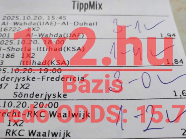 Bázis: 4 nyertes Tippmix tipp = 15.78-as eredő!