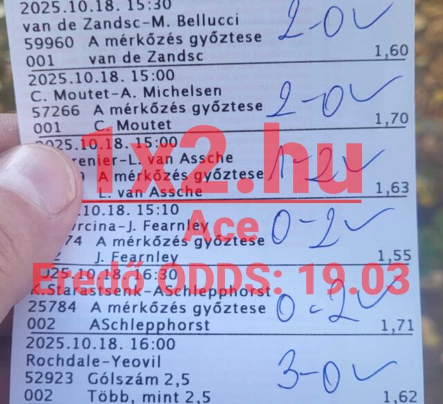 Egy sportfogadó szelvény eredményei láthatóak, ahol több sikeres tippet találunk. Az ilyen megbízható Tippmix tippek segítségével javíthatod a sportfogadásod hatékonyságát. Találj még több Tippmix tippet a győzelem