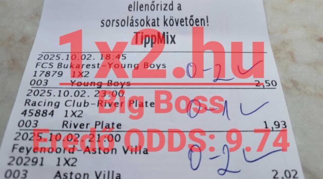 Egy Tippmix szelvény látható, ahol különböző sportesemények eredményei szerepelnek. Az ilyen sportfogadás tippek hasznosak lehetnek, ha megbízható Tippmix tippek után kutatunk a mindennapi sportfogadás élményéhez.