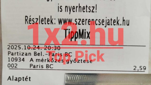 Ezen a képen egy Tippmix szelvény látható, amelyen a Partizan Belgrád és a Paris BC mérkőzés szerepel. Az ilyen sportfogadás tippek segíthetnek a megbízható Tippmix tippek kiválasztásában.