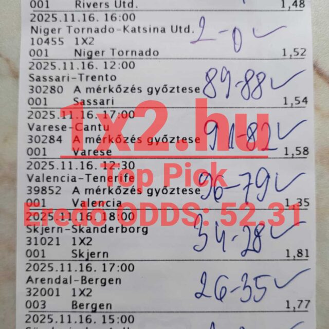 TOP PICK: 8/8! Durrant az 50.00-es eredő szorzó! Ingyen tipp a posztban!