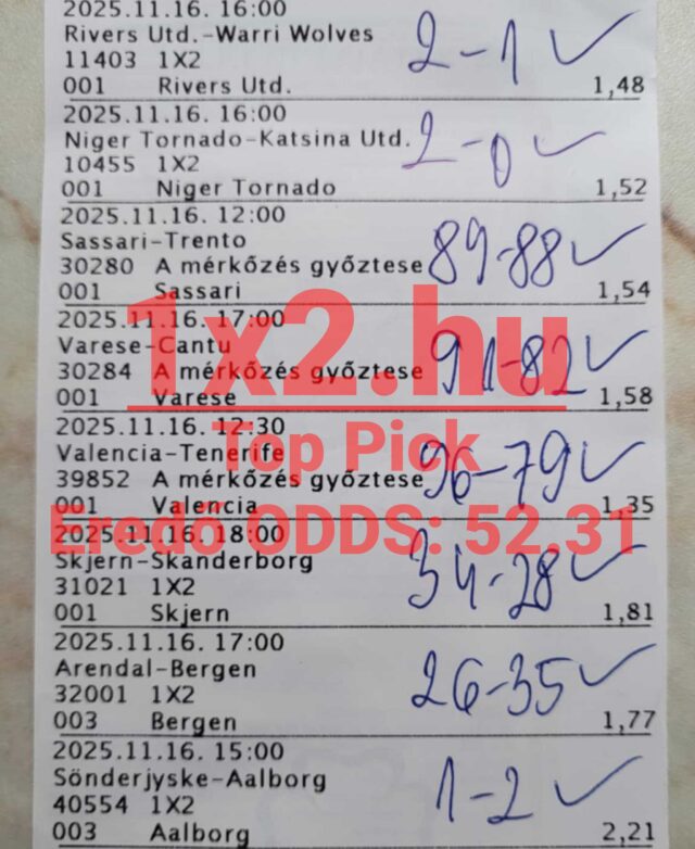 Sportfogadás rajongóknak: nézz meg egy sikeres Tippmix szelvényt, amely győztes meccseket és nyerő stratégiákat mutat be. A Tippmix tippek szakértői útmutatásaival növeld esélyeidet!