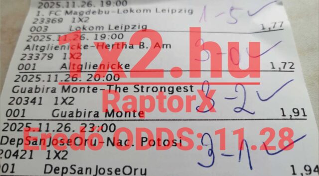 Egy Tippmix szelvény, ahol az eredmények kézzel vannak beírva. A sportfogadás világában a megbízható Tippmix tippek hatékonyak lehetnek. A kép egy javasolt fogadást mutat, remek kiindulópont az elemzéshez.