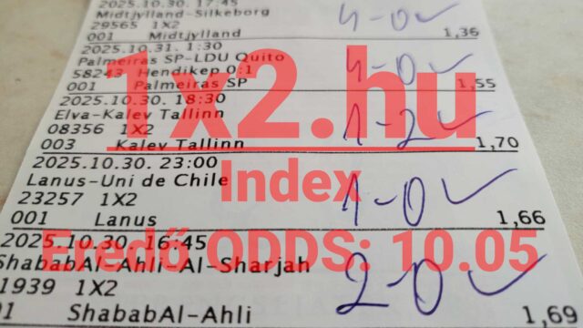 A kép egy sportfogadás eredményét mutatja Tippmix szelvényekkel, ahol a mérkőzések kimenetele és szorzói láthatók. Az ilyen megbízható Tippmix tippek segíthetnek a fogadások optimalizálásában a sportfogadás világában.