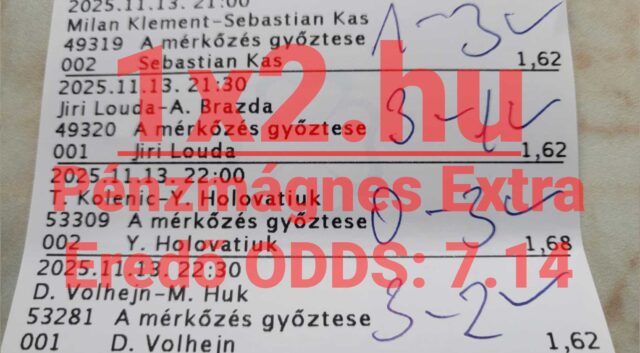 Egy sportfogadás szelvény, amelyen kézzel írt jegyzetek találhatók. A Tippmix tippek között mindennap találhatsz megbízható lehetőségeket, hogy növeld esélyeidet a sikeres fogadásra. Több mérkőzés eredménye is