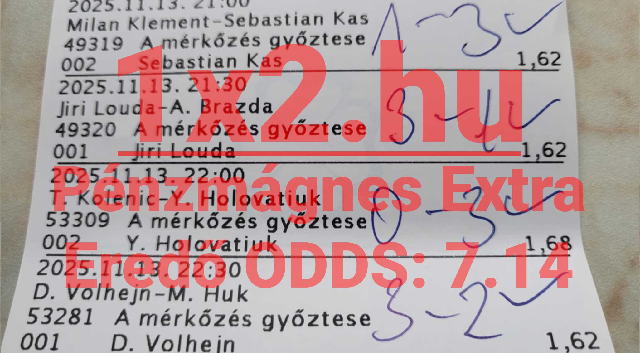Egy sportfogadás szelvény, amelyen kézzel írt jegyzetek találhatók. A Tippmix tippek között mindennap találhatsz megbízható lehetőségeket, hogy növeld esélyeidet a sikeres fogadásra. Több mérkőzés eredménye is