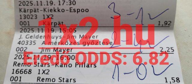 Egy sportfogadási szelvény különböző mérkőzésekkel és esélyekkel. A kép érdekessége, hogy kiemeli a Tippmix tippek fontosságát, segítve ezzel a megbízható döntések meghozatalát sportfogadás során.