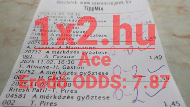 Egy Tippmix szelvény, amely különböző mérkőzéseket és szorzókat mutat. Ha keresel sportfogadás tippeket, megbízható forrást szeretnél, érdemes utánanézni a Tippmix tippeknek, hogy növeld az esélyeidet