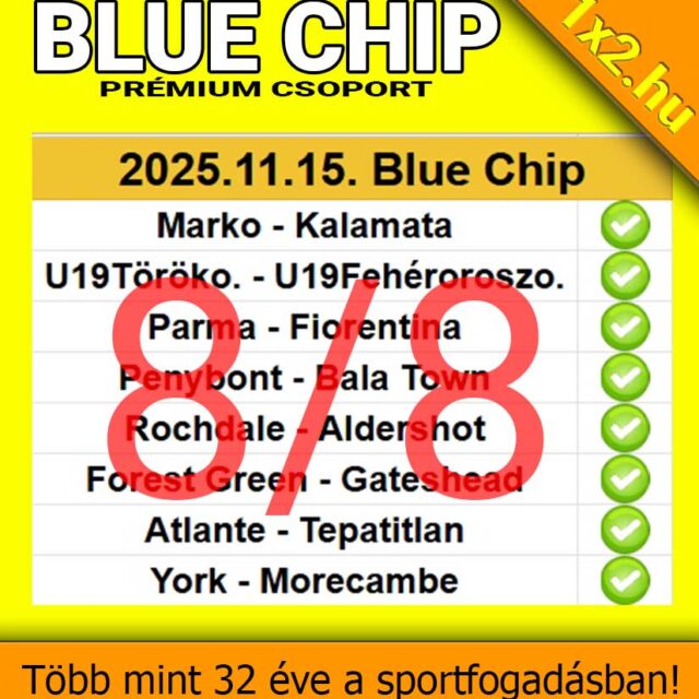 BLUE CHIP: BUMMMMM! Tegnap is!  8/8 Tegnap is TELITALÁLAT!