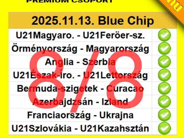 BLUE CHIP: Durrant a szelvény! Tegnap is 8/8! Tegnap is TELITALÁLAT!