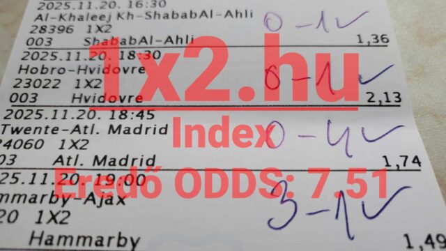 Közelkép egy sportfogadási szelvényről, ahol különböző meccsek eredményei és oddsok láthatók. Ha megbízható Tippmix tippeket keresel, ez a kép is mutatja, hogyan növelheted esélyeidet a sportfogadás