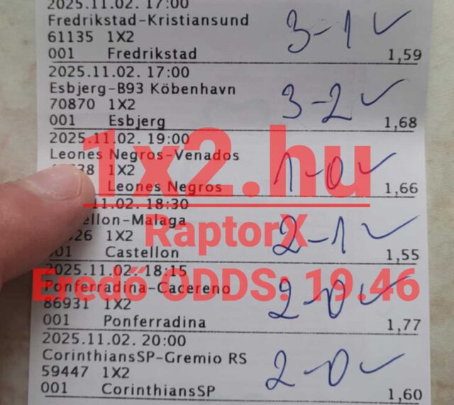 Ezen a képen egy Tippmix szelvény látható, amely sportfogadás tippeket tartalmaz. Az eredmények és esélyek mellett a megbízható Tippmix tippek keresőknek készült, akik szeretnének sikeresen fogadni a sporteseményekre.