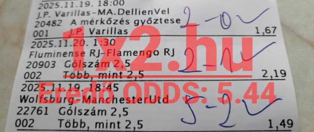 Sportfogadási szelvény egy Tippmix tippjeiről. A képen látható tippek megbízható sportfogadás alapját képezhetik. Érdemes követni az ilyen tippeket, hogy növeld esélyeidet a nyerésre.