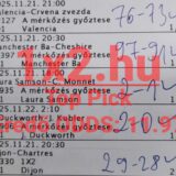 Ezen a képen egy sportfogadási szelvény látható, ahol különböző Tippmix tippek vannak feltüntetve. A sportfogadás rajongói számára ez betekintést nyújt a megbízható Tippmix tippek világába, segítve a sikeres fogadást