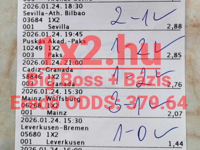 1×2.hu: Durrant a 379.64-es eredő szorzó! 32 év tapasztalat egy szelvényen!