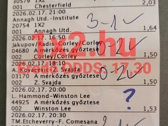 INGYENES TIPP – 17.30-as odds lehet belőle!