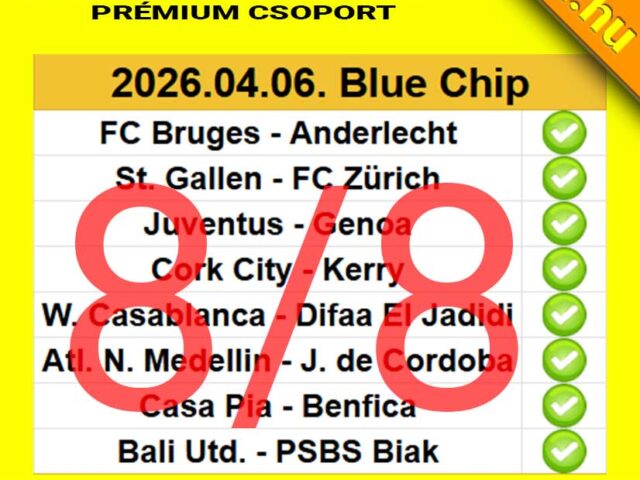 BLUE CHIP: Tegnap is TELITALÁLAT! Nézd meg a mai Ingyenes tippet!