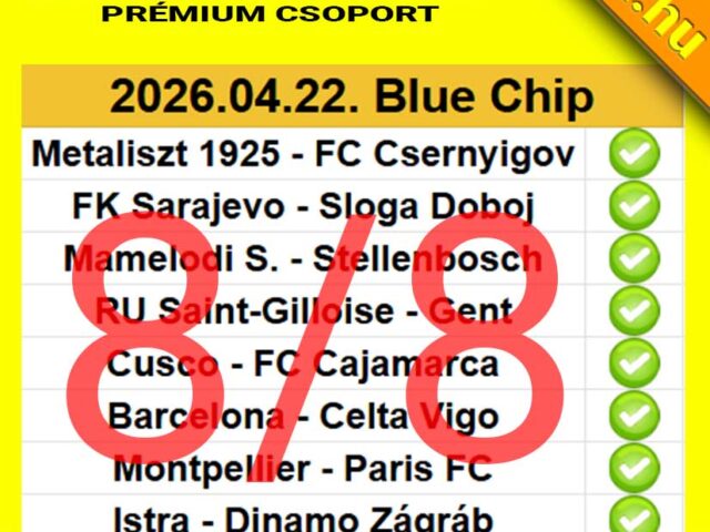BLUE CHIP: Tegnap is 8/8 ! Tegnap is TELITALÁLAT!
