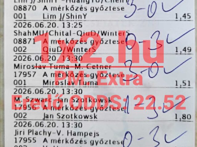 1×2.hu: Durrant a 22.52-es szorzó! Már 464.000 Ft profitnál jár júniusban a Pénzmágnes!