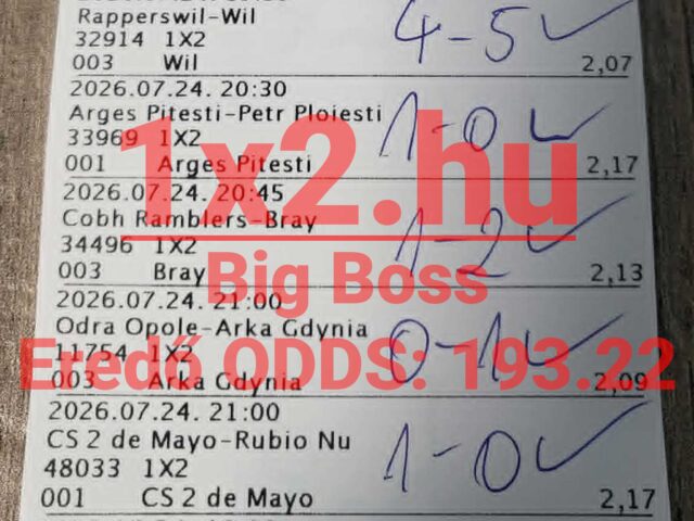 1×2.hu – Durrant a 193.22-es eredő szorzójú BIG BOSS szelvény!