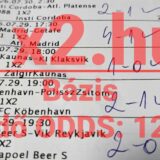 Kézzel pipált, nyertes sportfogadási szelvény sikeres labdarúgó-mérkőzés tippekkel és 12,83-as eredő oddsszal.