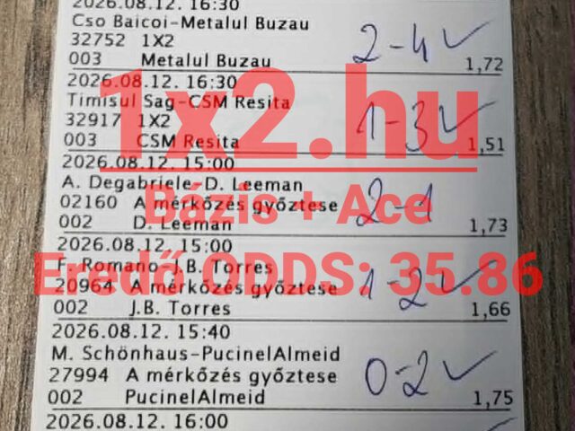 1×2.hu – Brutál kötések tegnap is a fókuszban! 90,63%! A BLUE CHIP augusztusban is stabil teljesítményt nyújt!
