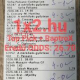 Sportfogadási szelvény nyertes mérkőzésekkel, kézzel írt eredményekkel és 26.70-es eredő oddsszal.