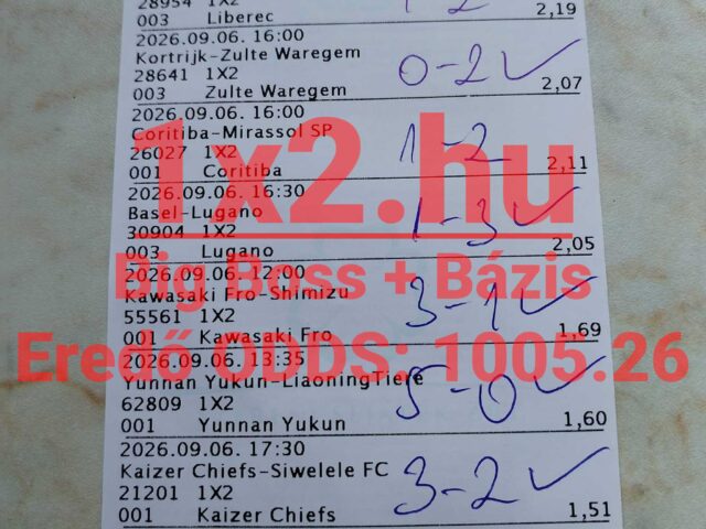 1×2.hu – 1005-ÖS EREDŐ – 11 TIPPMIX TIPP EGYETLEN SZELVÉNYEN!