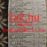 Papíralapú sportfogadási szelvény kézzel írt eredményekkel és pipákkal, amely sikeres tenisz- és labdarúgó-tippeket tartalmaz.