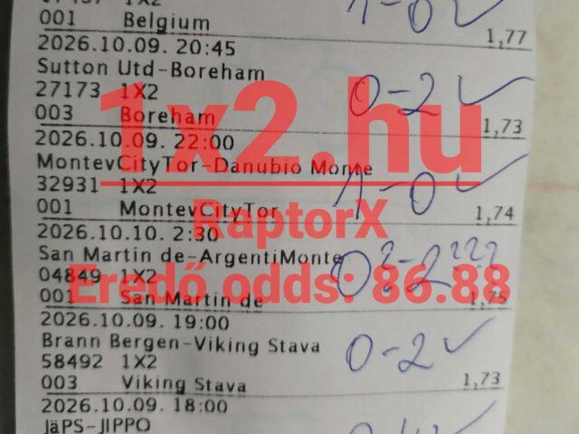 1×2.hu – RAPTORX: 86,88-as eredőre mentünk tegnap!