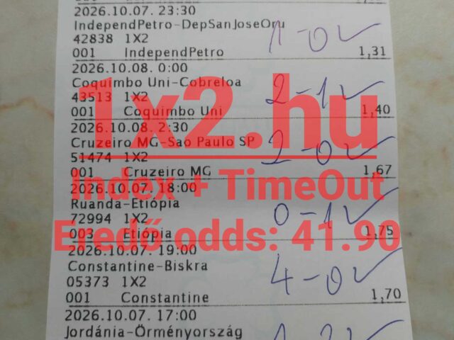 1×2.hu – 9/9 találat, 41,90-es eredő!