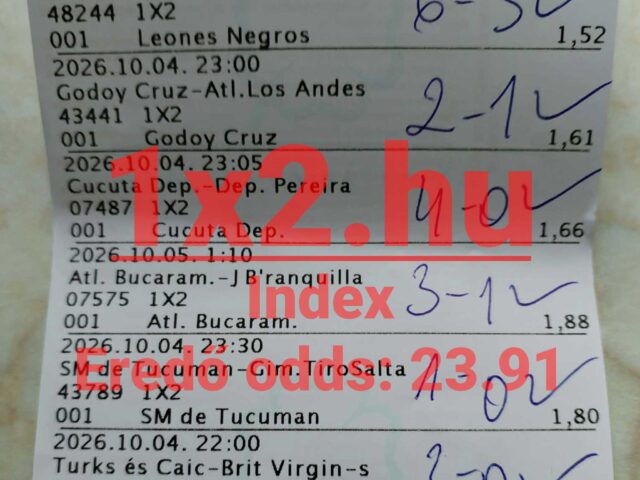 1×2.hu – 5/5 + 6/6, 20.00 körüli eredő szorzók! Így kell ezt csinálni!